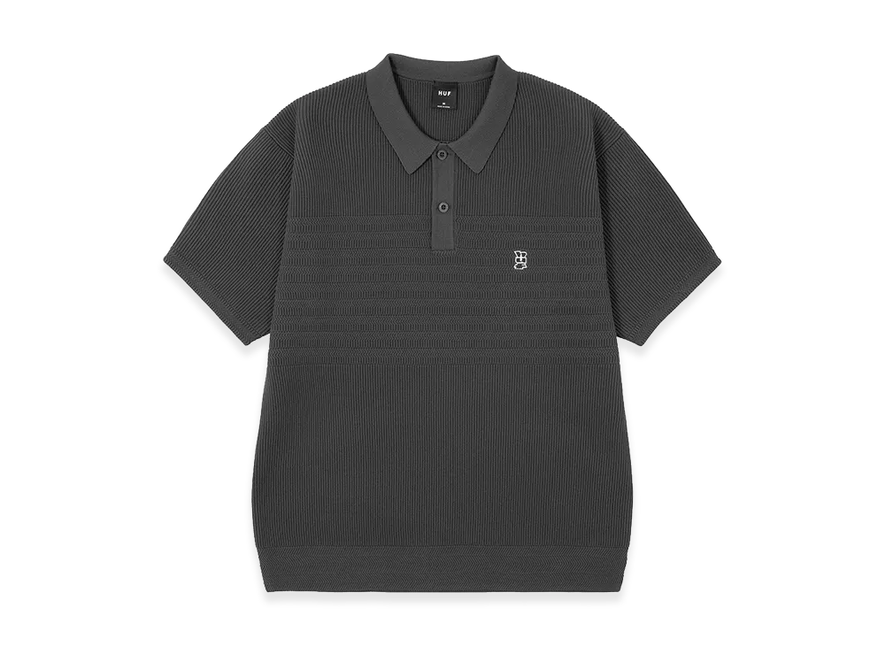 HUF Megablast Knit Polo Top "Charcoal"