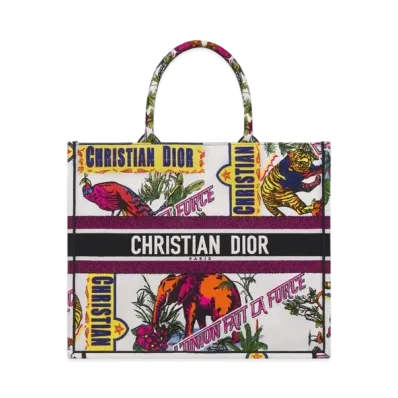 Dior Large Dior Book Tote Indian Animals Embroidery "Multicolor"