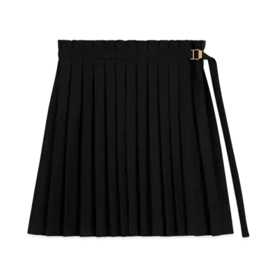 AMI PARIS Wool Twill Short Pleated Skirt "Black"