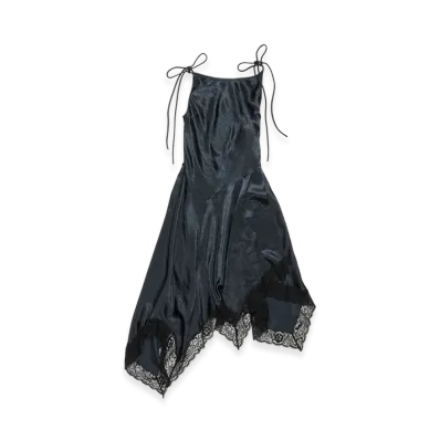 Acne Studios Satin Lace Dress "Petrol Blue"
