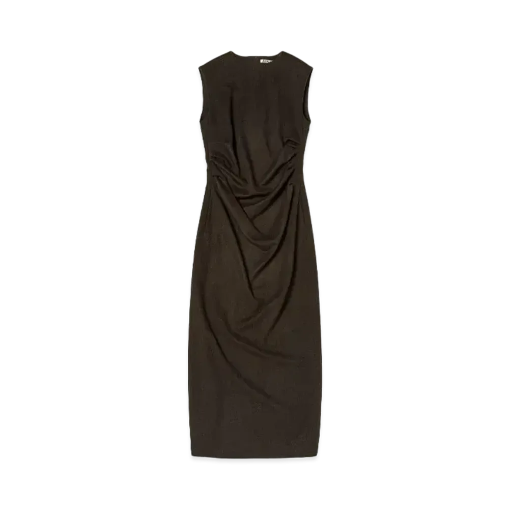 AURALEE Baby Camel Flannel Dress "Dark Brown"