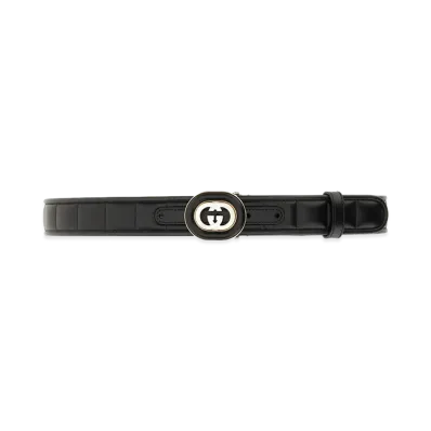 GUCCI Women's GG Cross Buckle Belt "Black"