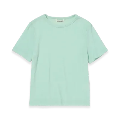 AURALEE Washable Wool Pile Tee "Light Aqua"