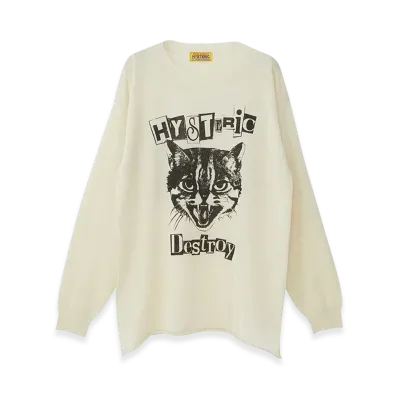 HYSTERIC GLAMOUR Women's Cat Feever Pullover "Beige"