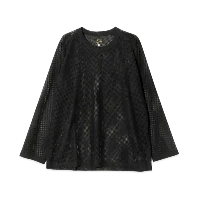 NEEDLES L/S U-Neck Tee - Raschel Lace "Black"