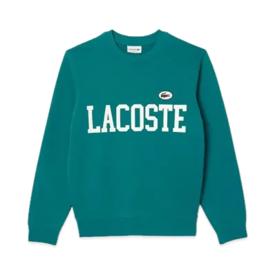 LACOSTE Flocked College Logo Crew Neck Sweatshirt "Emerald Blue"