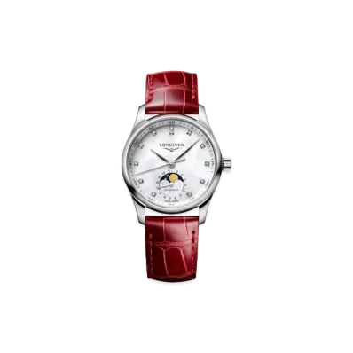 Longines Master Collection 34.00mm "White Mother-of-Pearl/Stainless Steel/Red" L2.409.4.87.2