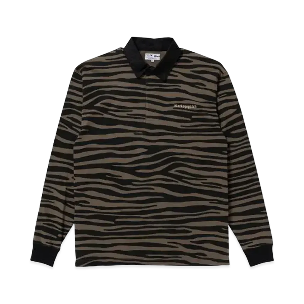 BlackEyePatch ZEBRA STRIPED RUGBY SHIRT "Olive"