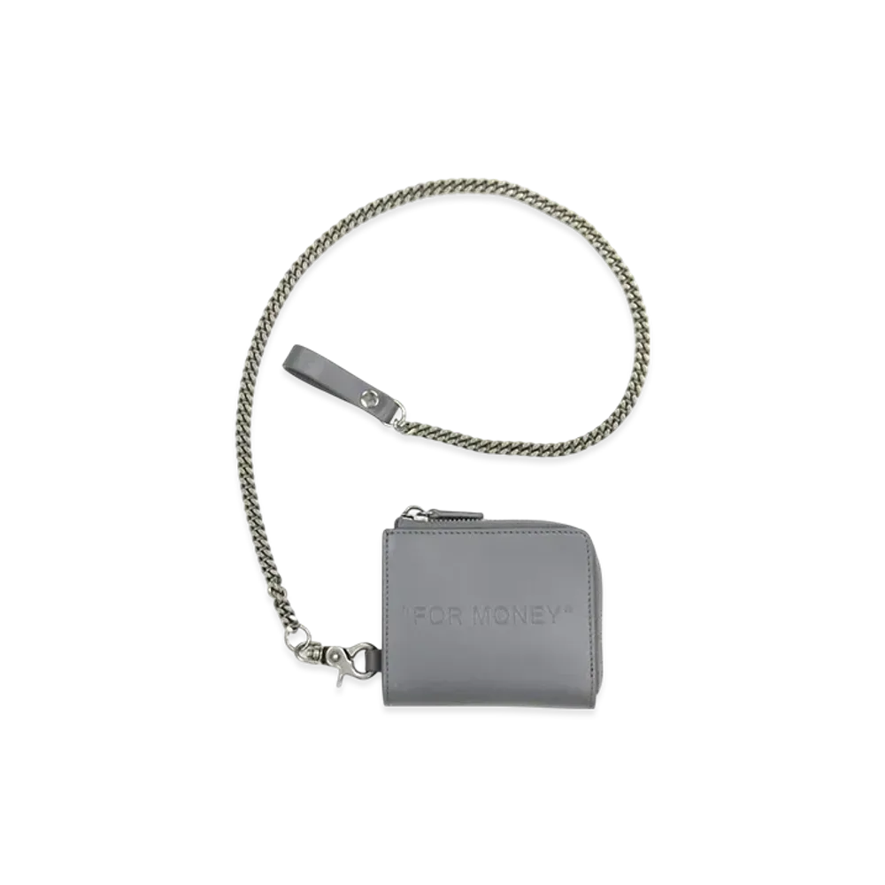 OFF-WHITE Debossed Quote Chain Wallet "Charcoal"