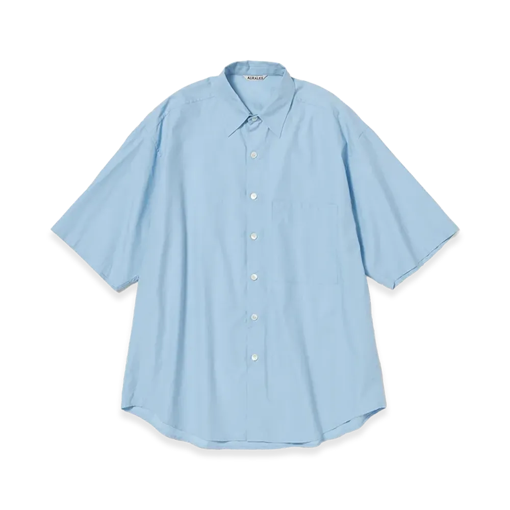 AURALEE Washed Finx Twill Big Half Sleeved Shirt "Light Blue"
