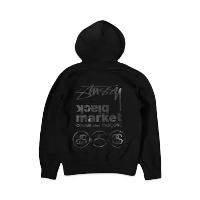 COMME des GARCONS BLACKMARKET STÜSSY HOODIE "Black"