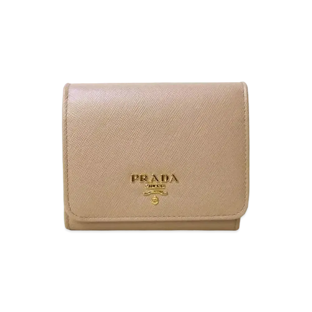 PRADA Saffiano Metal Wallet "Beige"