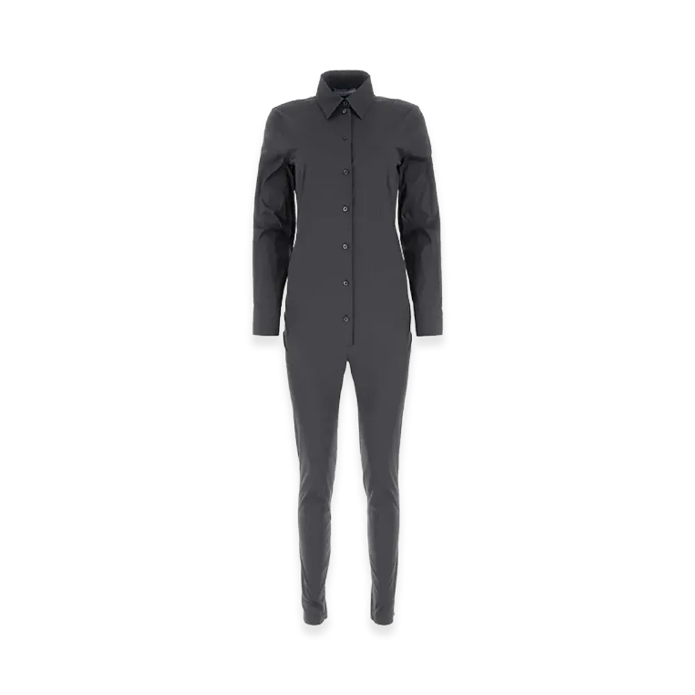 PRADA Women's Graphite Stretch Poplin Jumpsuit "Grey"