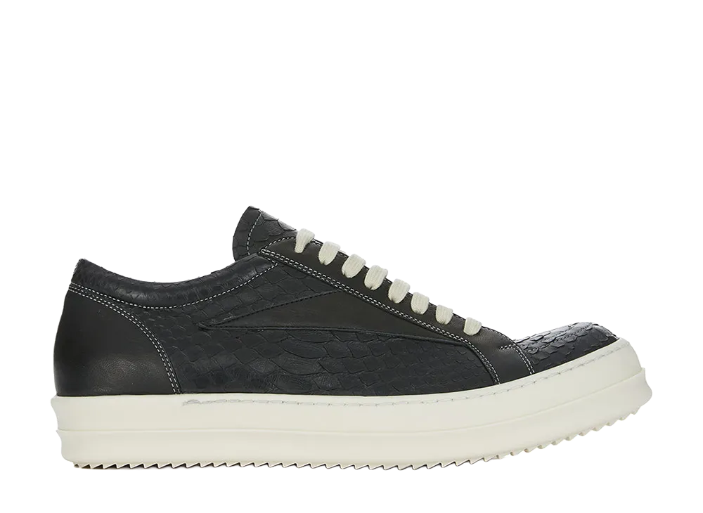 Rick Owens SS26 Vintage Sneaks Linus Lamb Leather And Python "Black/Milk"