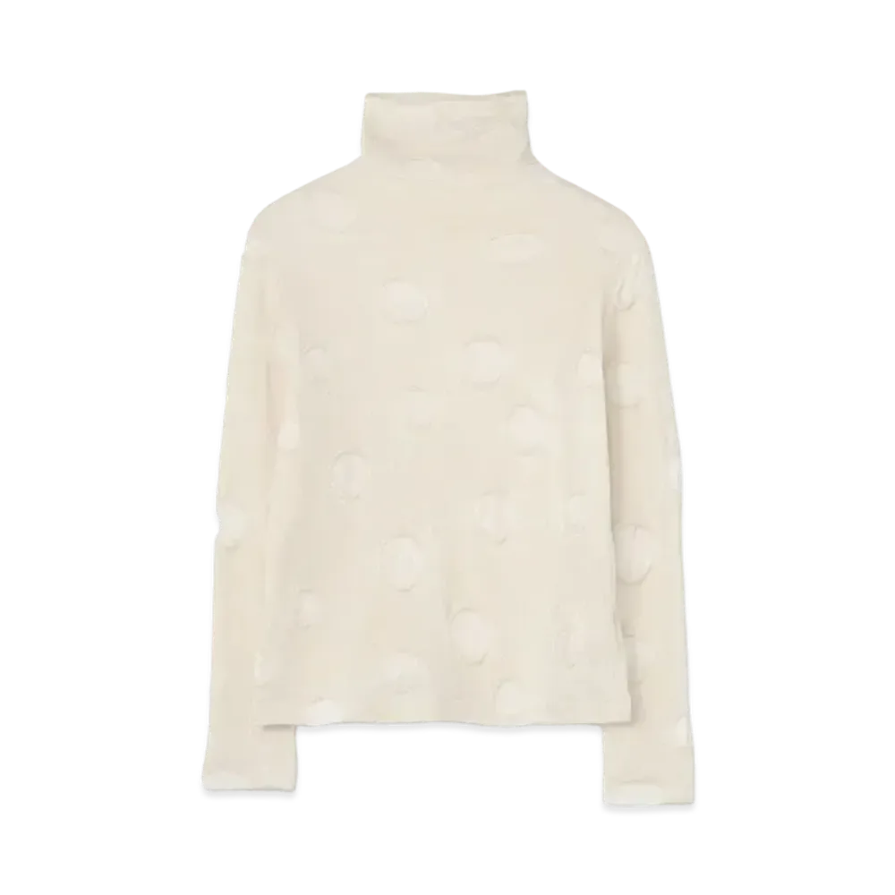 Yohji Yamamoto Y's PERFORATED DOT JACQUARD HIGH NECK T "Off White"