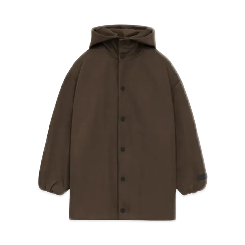 FEAR OF GOD Essentials Kid's Textured Nylon Hooded Coaches Jacket "Brown"