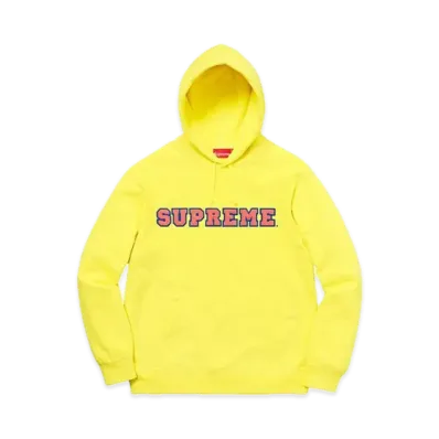 Supreme Cord Collegiate Logo Hooded Sweatshirt "Lemon"