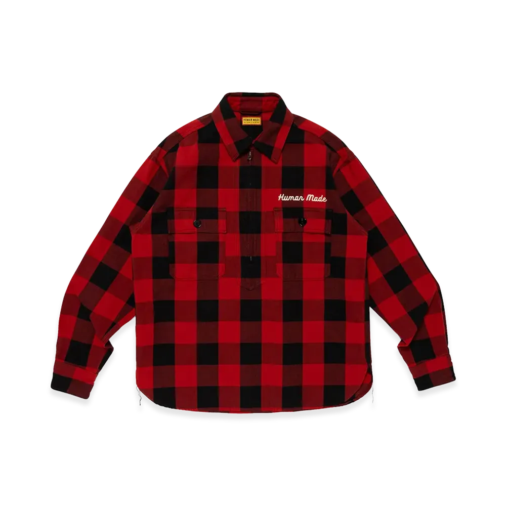 HUMAN MADE Check Half-Zip Shirt "Red"