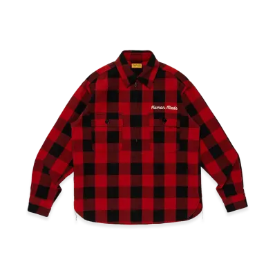 HUMAN MADE Check Half-Zip Shirt "Red"