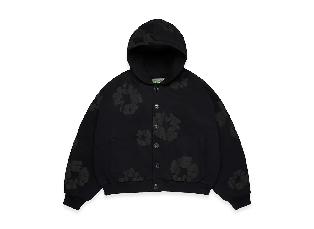 DENIM TEARS Cotton Wreath Cardigan Hoodie "Black"