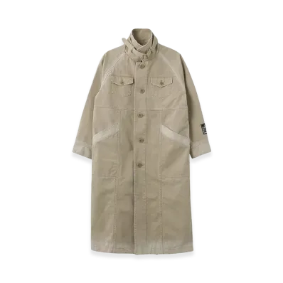 X-Girl Women's Faded Stand Collar Long Coat "Beige"