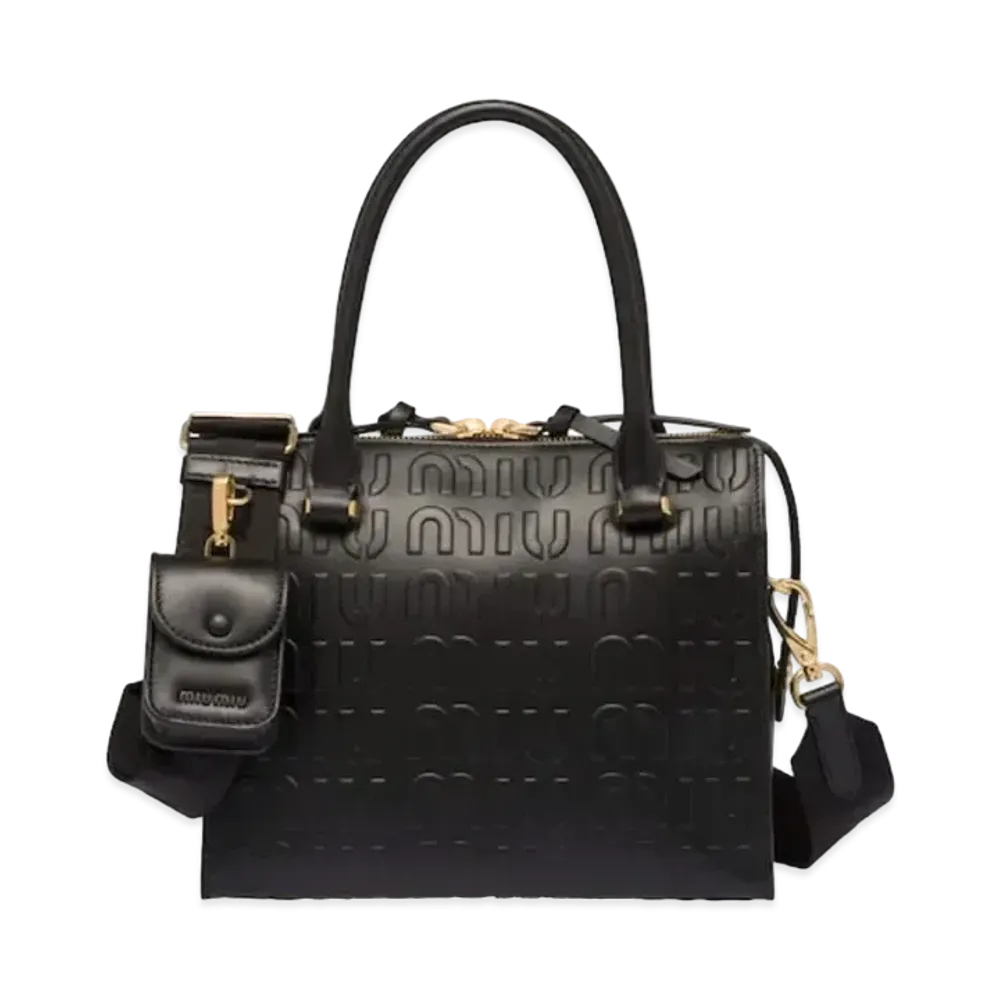 MIU MIU Embos Logo Leather Bag "Black"