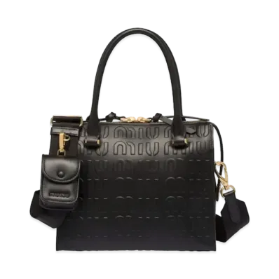 MIU MIU Embos Logo Leather Bag "Black"