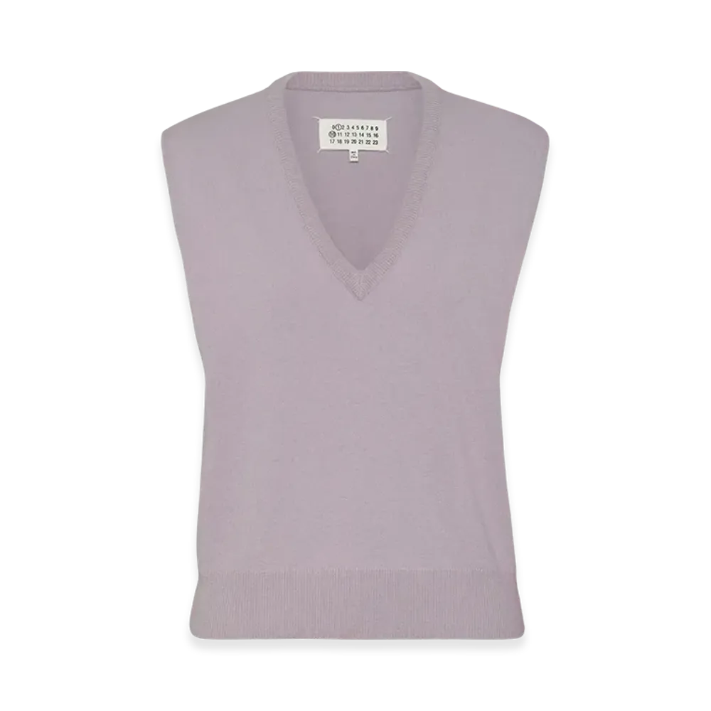 Maison Margiela Women's Wool V-Neck Gilet "Lilac"
