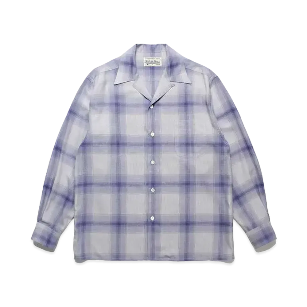 WACKO MARIA Check Open Collar Shirt "White Purple"