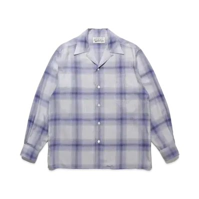 WACKO MARIA Check Open Collar Shirt "White Purple"