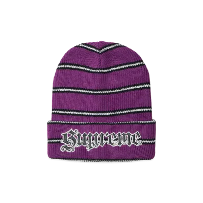 Supreme Metallic Stripe Beanie "Purple"