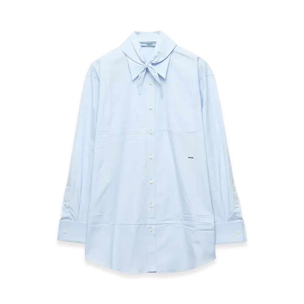 PRADA Women's Poplin Shirt With Knot Detail "Light Blue"