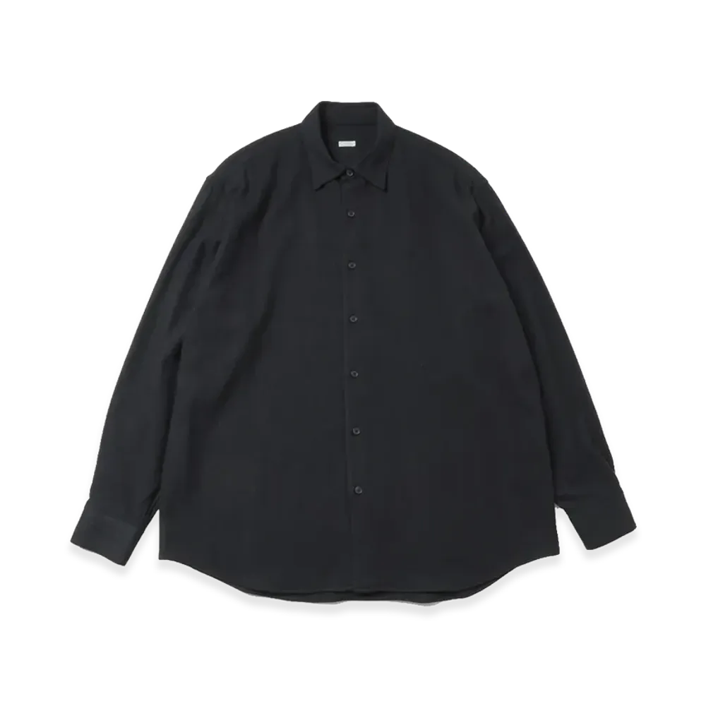 A.PRESSE Wool Regular Collar Shirt "Black"