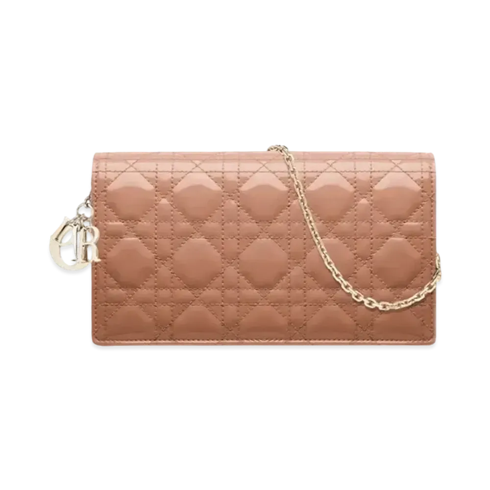Dior Lady Pouch Patent Cannage Calfskin "Rose des Vents"