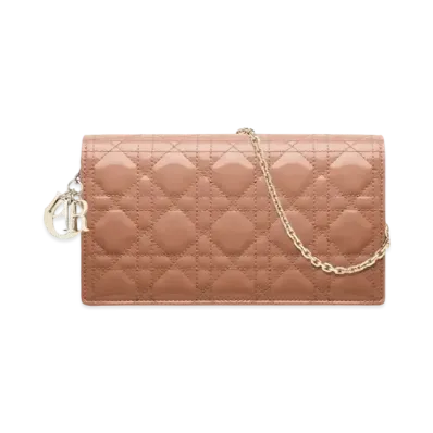 Dior Lady Pouch Patent Cannage Calfskin "Rose des Vents"