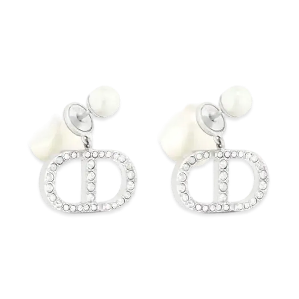 Dior Tribales Earrings Metal with Resin Pearls and Crystals "Silver"