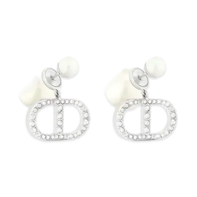 Dior Tribales Earrings Metal with Resin Pearls and Crystals "Silver"