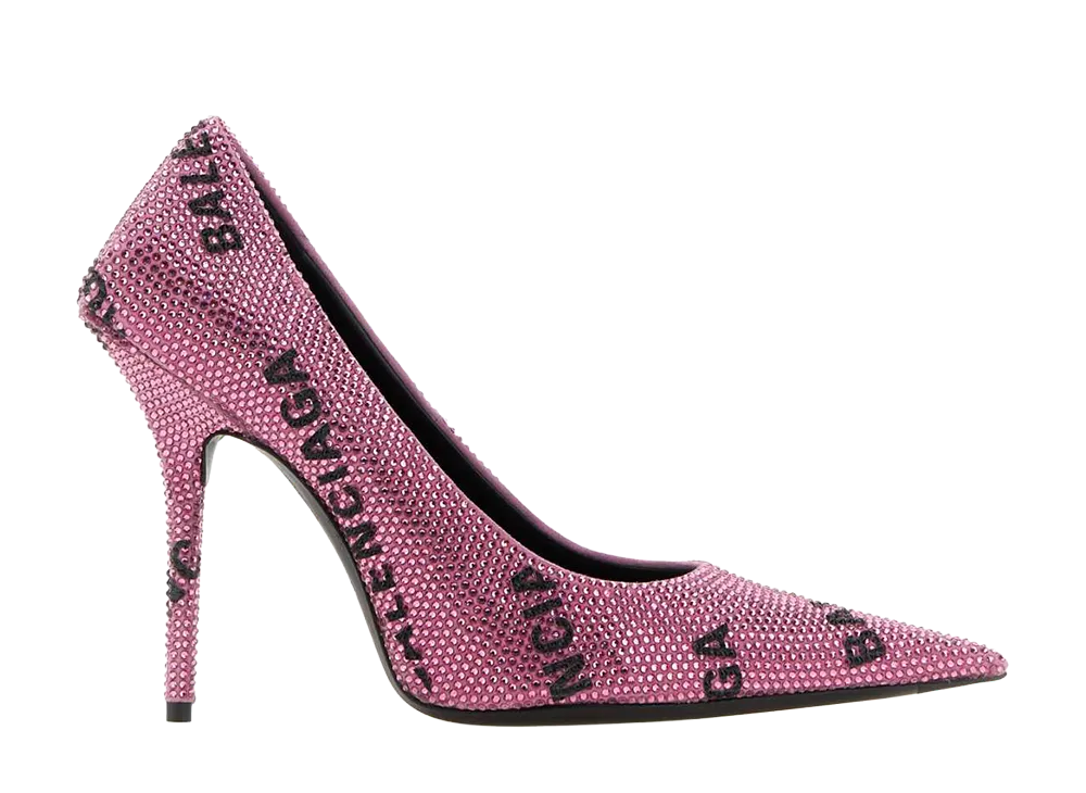 BALENCIAGA Women's Embellished Suede Square Knife Pumps "Pink"