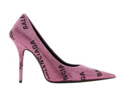 BALENCIAGA Women's Embellished Suede Square Knife Pumps "Pink"