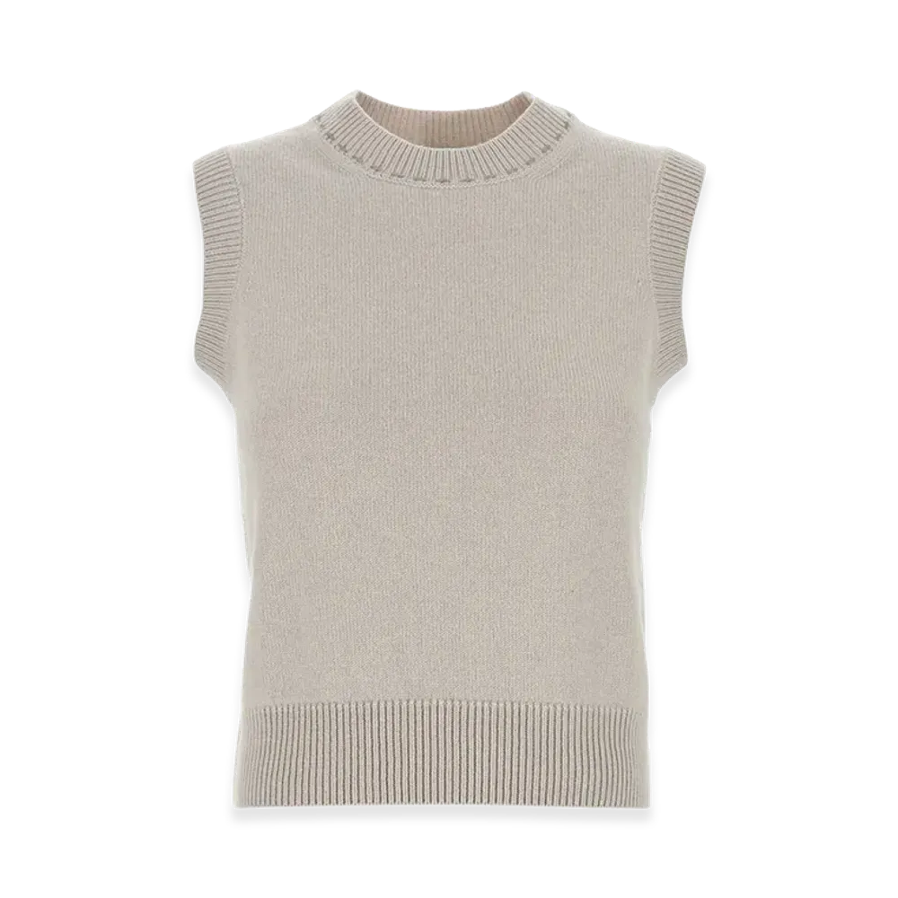 FENDI Women's Cappuccino Cashmere Vest "Beige"