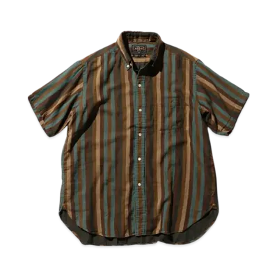 BEAMS B.D. Classic fit Multi Stripe Double Gauze "Brown"