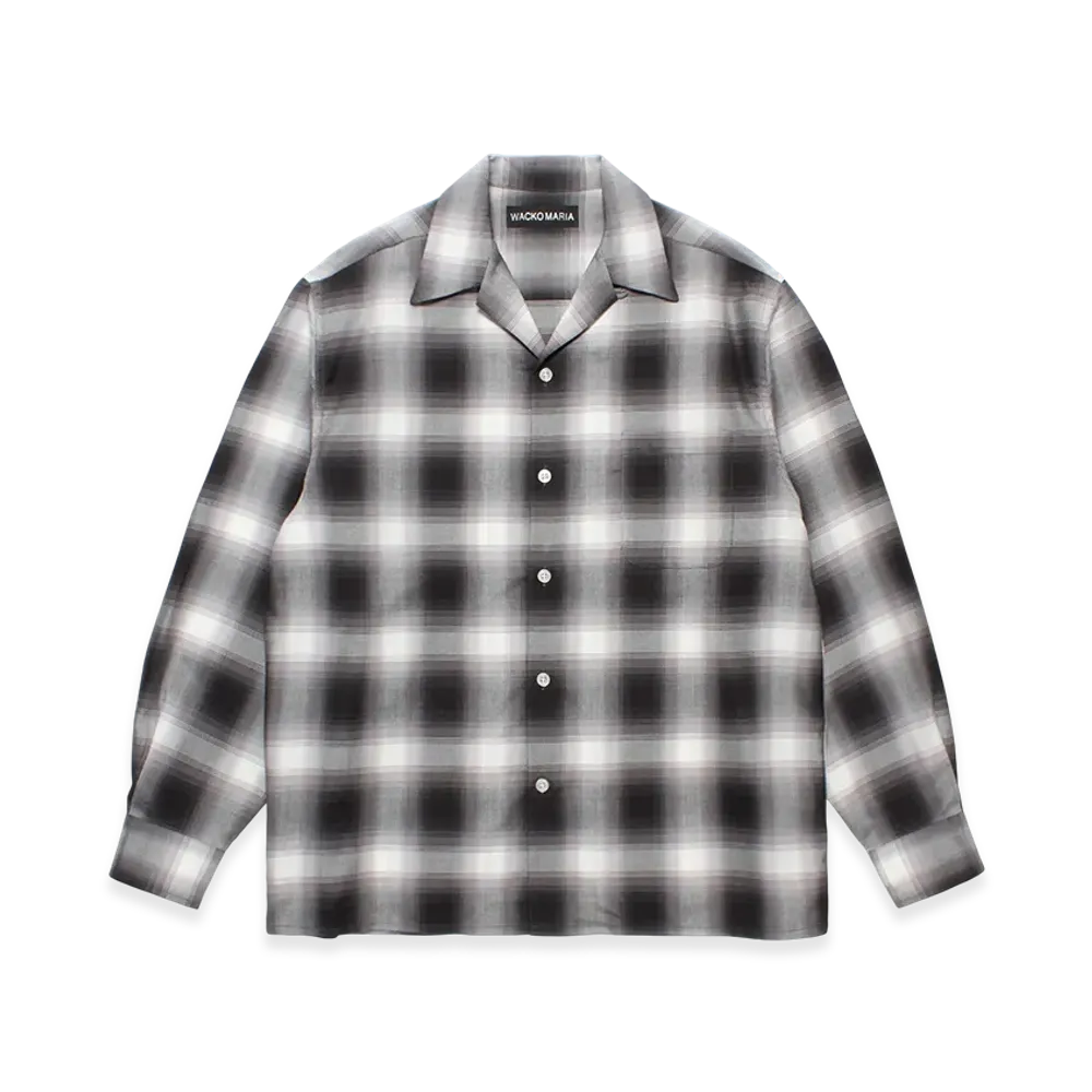 WACKO MARIA Check Open Collar Shirt "Gray"