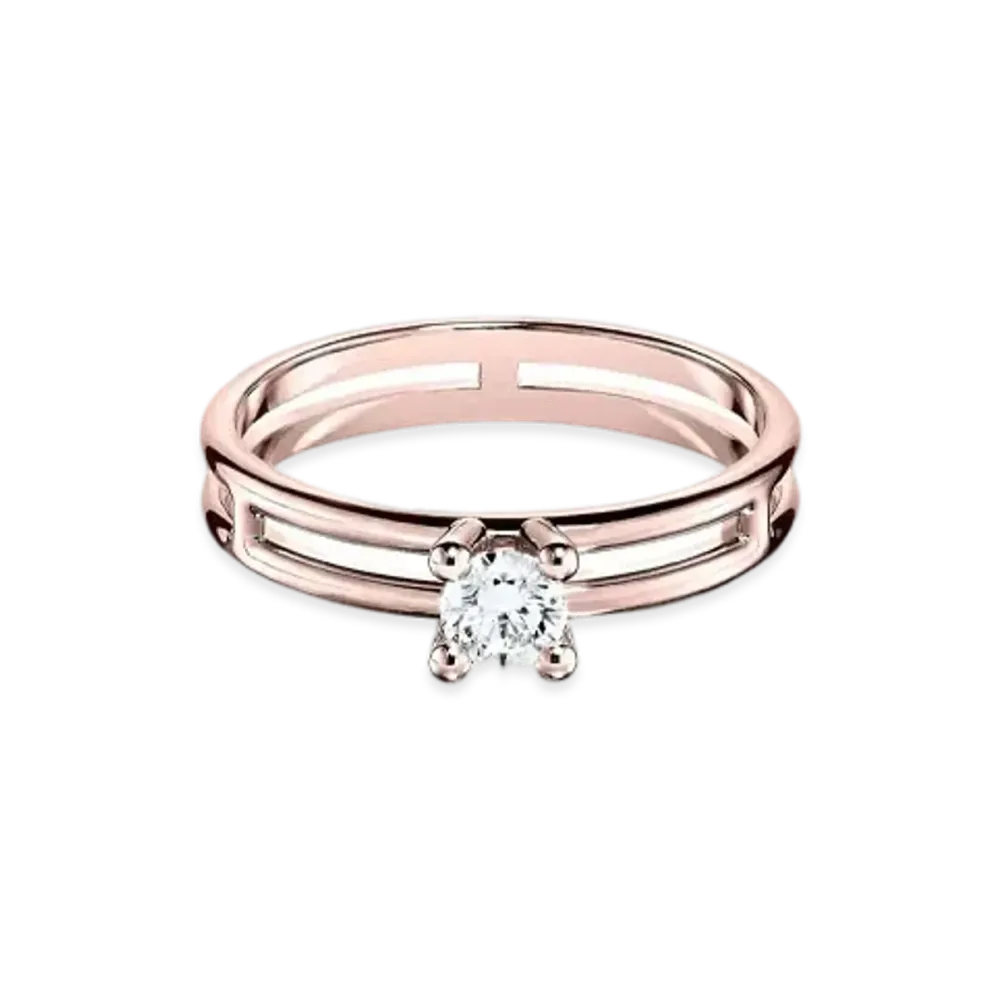 Hermes Ariane Solitaire Engagement Ring "Pink Gold/Diamond"