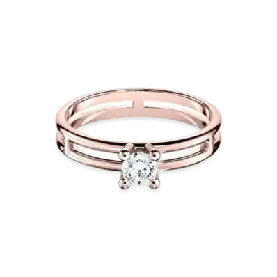 Hermes Ariane Solitaire Engagement Ring "Pink Gold/Diamond"