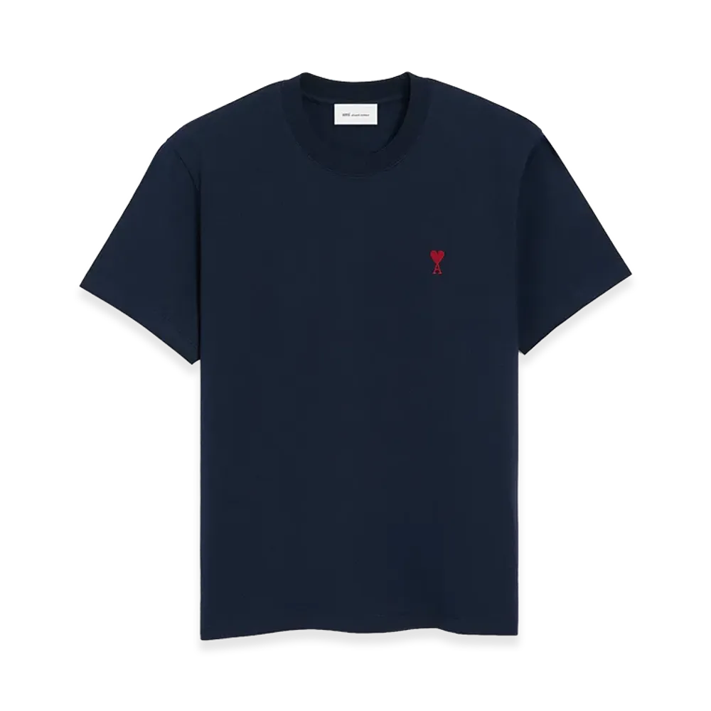 AMI PARIS Organic Cotton Jersey Ami de Coeur T-Shirt "Night Blue"