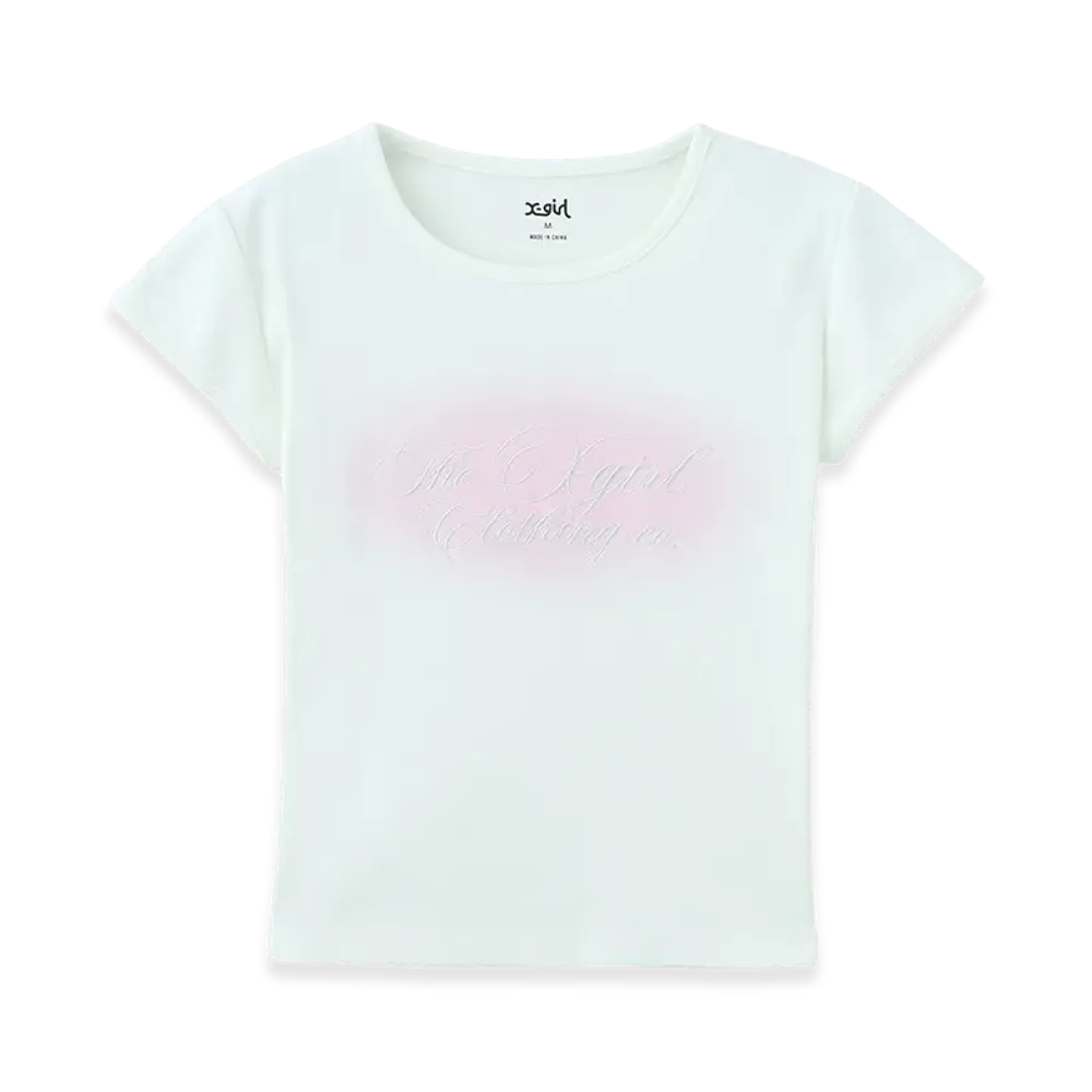 X-Girl Women's Spray And Cursive Script Logo S/S Baby Tee "White"