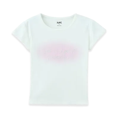 X-Girl Women's Spray And Cursive Script Logo S/S Baby Tee "White"