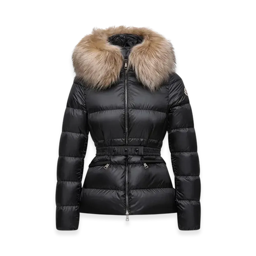 MONCLER Boed Hooded Shearling-Trimmed Short Down Jacket "Black"