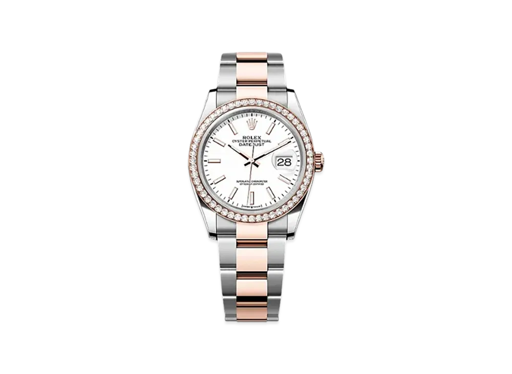 ROLEX Datejust 36mm Oystersteel & Everose Gold Diamond 126281RBR "White"