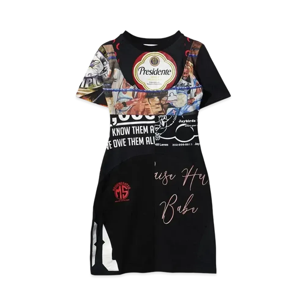 Marine serre REGENERATED GRAPHIC T-SHIRTS MINI DRESS "BLACK"